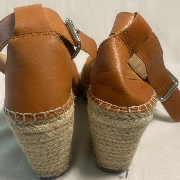 Gap espadrille brown ankle strap 6 wedge summer sandal open toe shoe brown - Picture 4 of 12
